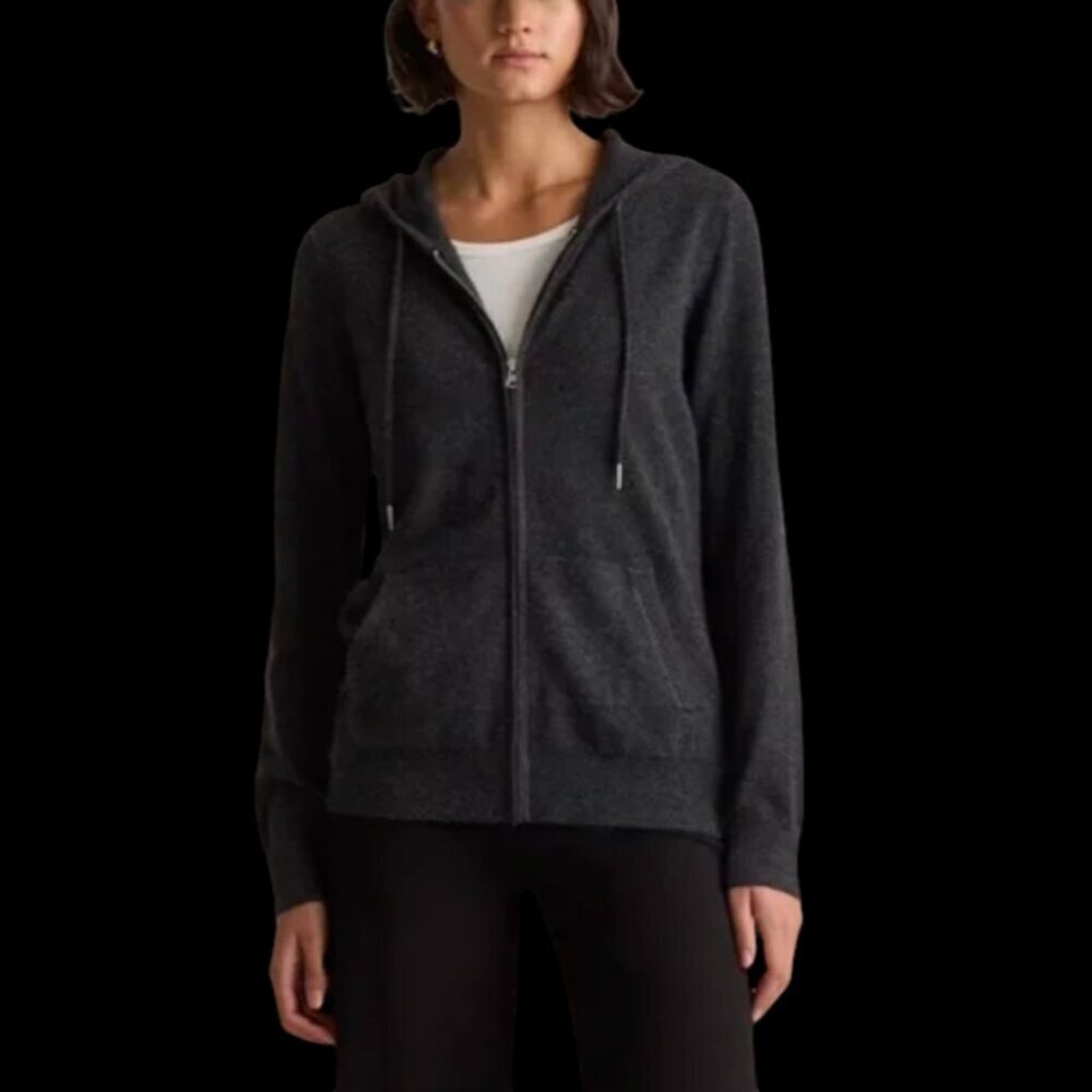 New! Quince Unisex Mongolian Cashmere Hoody Charcoal Minimalist Sz S #134